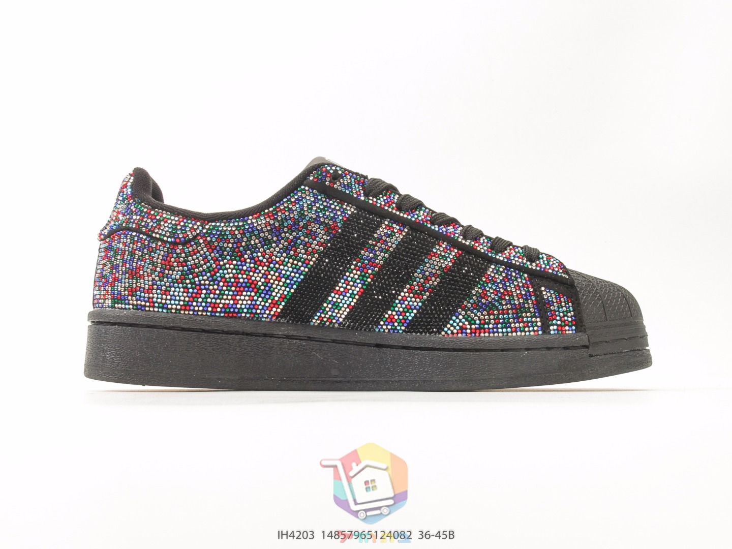 حذاء adidas Superstar II Rhinestone، متعدد الألوان أو أسود وفضي