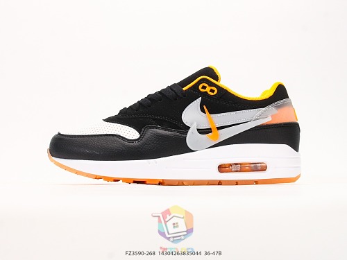 נעלי Nike Air Max 1, אפור ותכלת או שחור, לבן וכתום, תמונה 19