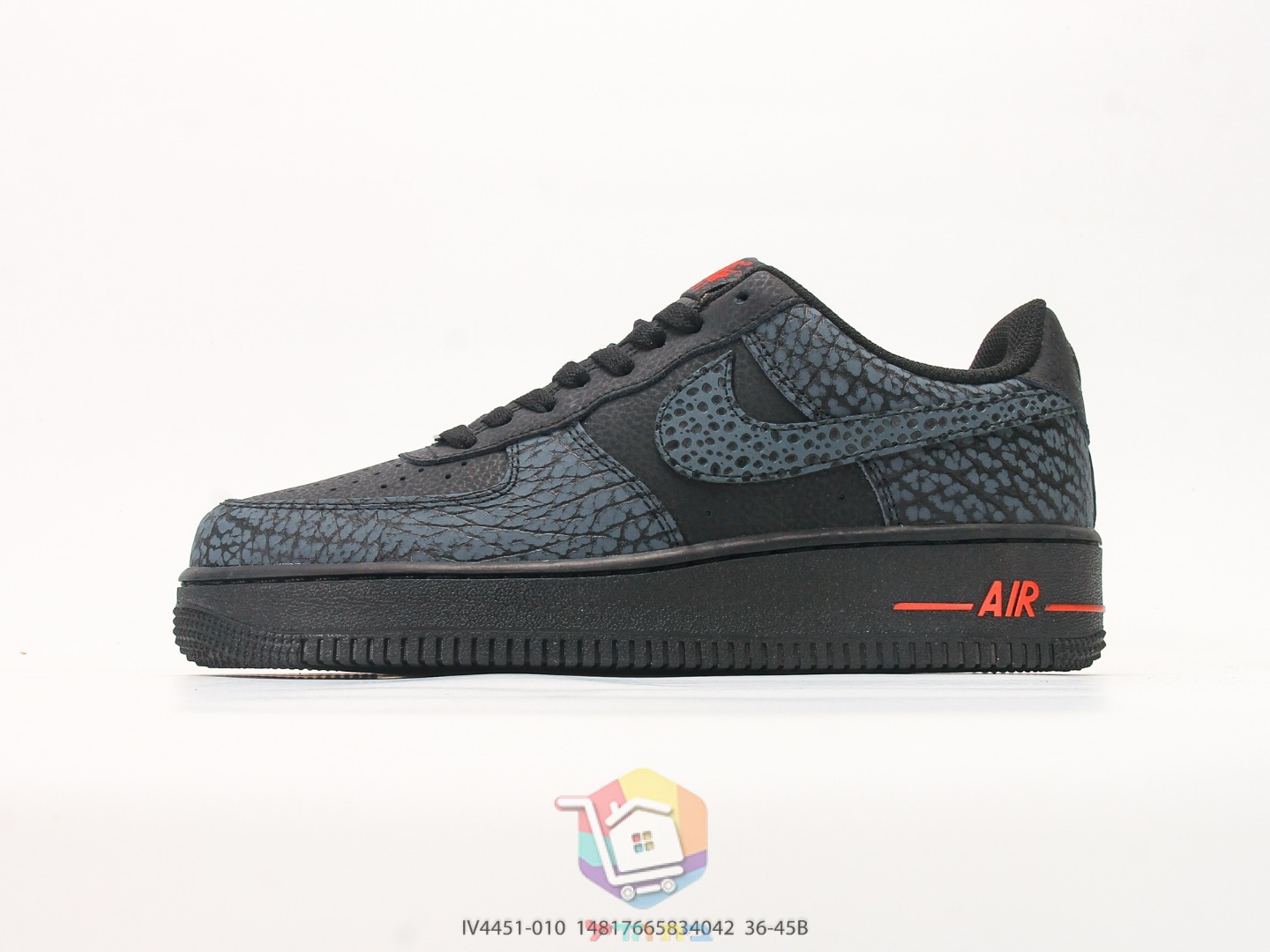 Nike Air Force 1 Low '07 Sneaker, Schwarz mit grauem Print