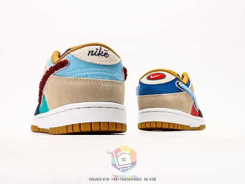 נעלי Nike Dunk Low כחול כהה, אדום, טורקיז ובז', תמונה 4