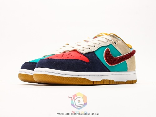 נעלי Nike Dunk Low כחול כהה, אדום, טורקיז ובז', תמונה 5