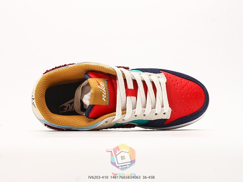 נעלי Nike Dunk Low כחול כהה, אדום, טורקיז ובז', תמונה 7