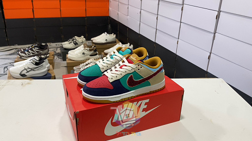 נעלי Nike Dunk Low כחול כהה, אדום, טורקיז ובז', תמונה 9