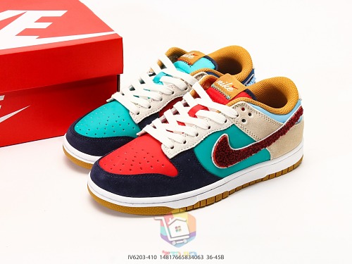 נעלי Nike Dunk Low כחול כהה, אדום, טורקיז ובז', תמונה 10