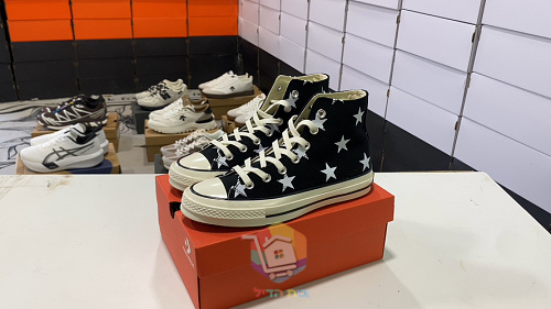 נעלי Converse Chuck Taylor All Star Archive Stars גבוהות, שחור או כחול כהה עם כוכבים, תמונה 10