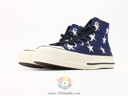 נעלי Converse Chuck Taylor All Star Archive Stars גבוהות, שחור או כחול כהה עם כוכבים, תמונה 15
