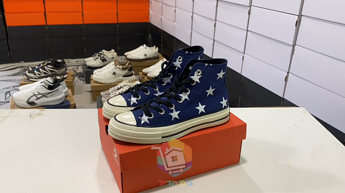 נעלי Converse Chuck Taylor All Star Archive Stars גבוהות, שחור או כחול כהה עם כוכבים, תמונה 20
