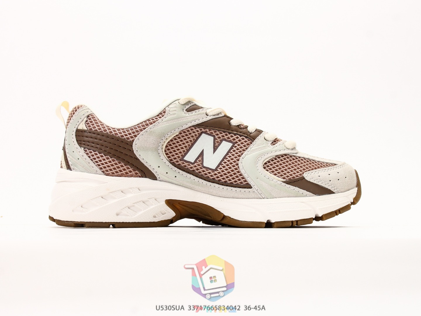Ténis New Balance 530, creme e castanho