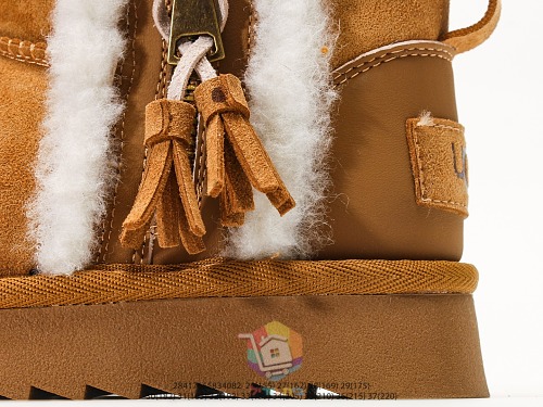 מגפוני UGG לילדים עם רוכסן ופרנזים, חום כהה או ערמון, תמונה 14