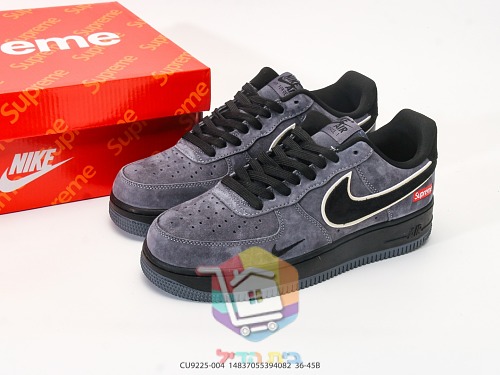 נעלי Nike Air Force 1 Low מזמש אפור עם לוגו Supreme 10