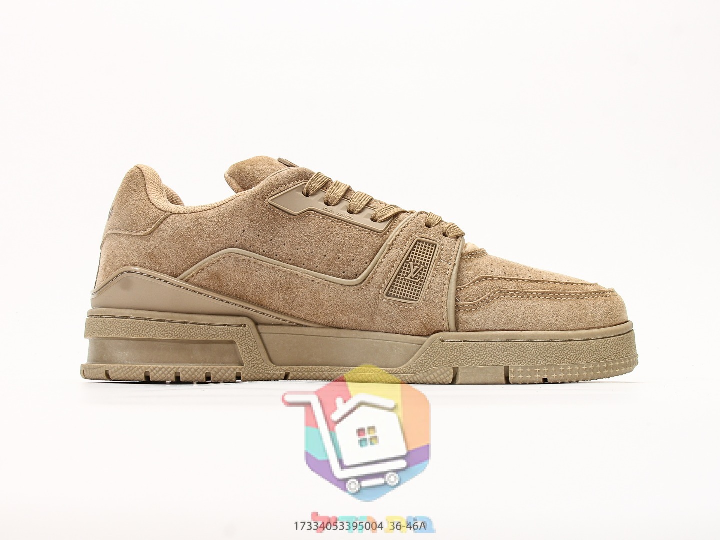 Louis Vuitton LV Trainer sneakers, tan suede or black and grey