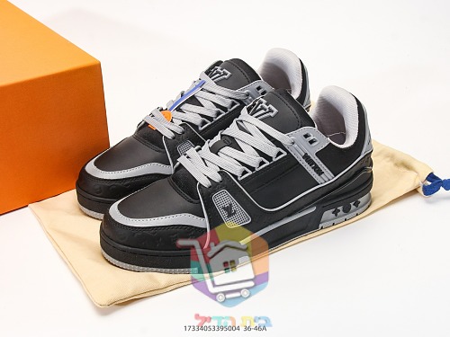 Louis Vuitton LV Trainer sneakers, tan suede or black and grey 2