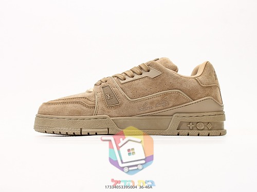 Louis Vuitton LV Trainer sneakers, tan suede or black and grey 19