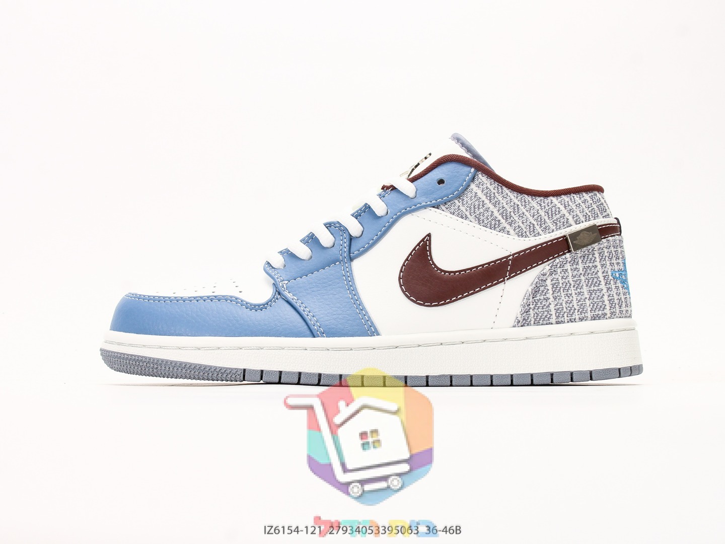 Air Jordan 1 Low Boucle sneakers, blue, white and burgundy
