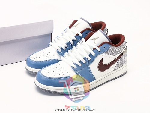 Air Jordan 1 Low Boucle sneakers, blue, white and burgundy 10