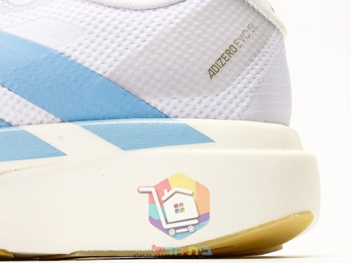Chaussures de running adidas Adizero Evo SL Woven, blanc et bleu clair 2