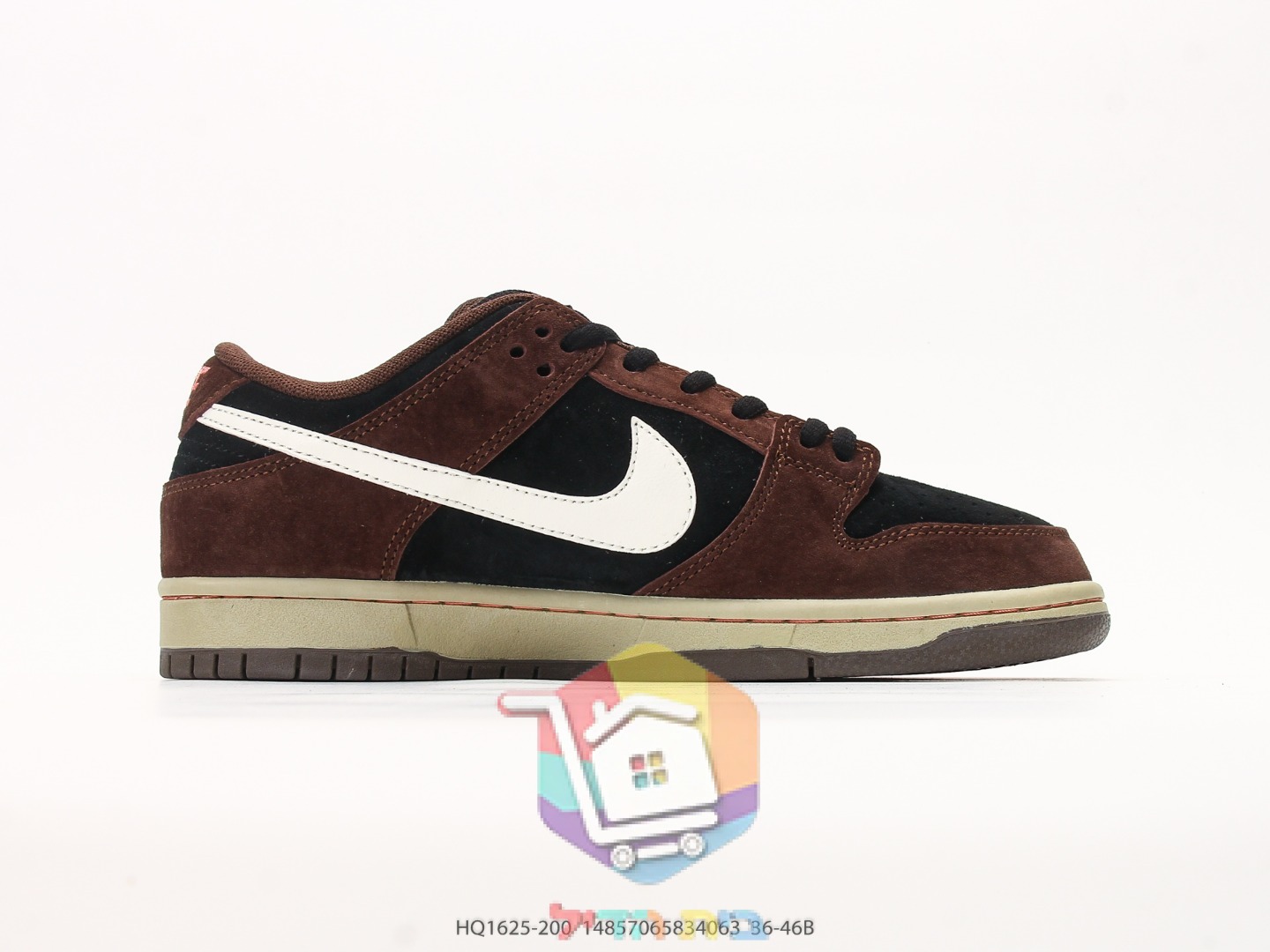 Nike SB Dunk Low Pro skate shoes, brown and black suede