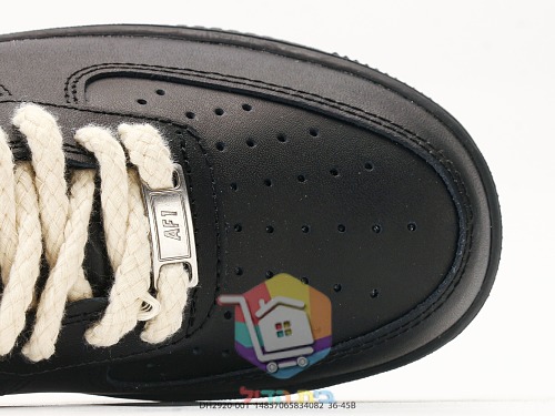 נעלי Nike Air Force 1 Low שחור עם לוגו שמנת, תמונה 2