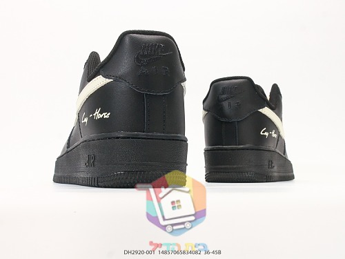 נעלי Nike Air Force 1 Low שחור עם לוגו שמנת, תמונה 4