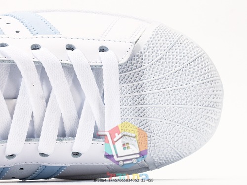 נעלי adidas Superstar לבן עם פסים תכלת 2