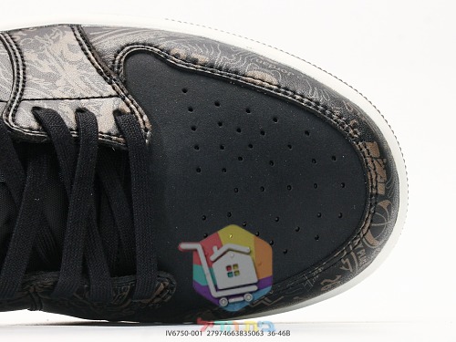 נעלי Air Jordan 1 Low שחור בהדפס או סגול, שחור ולבן, תמונה 3