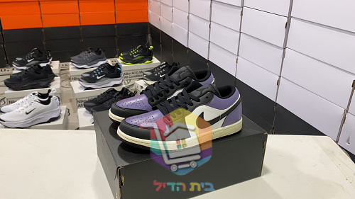 נעלי Air Jordan 1 Low שחור בהדפס או סגול, שחור ולבן, תמונה 20
