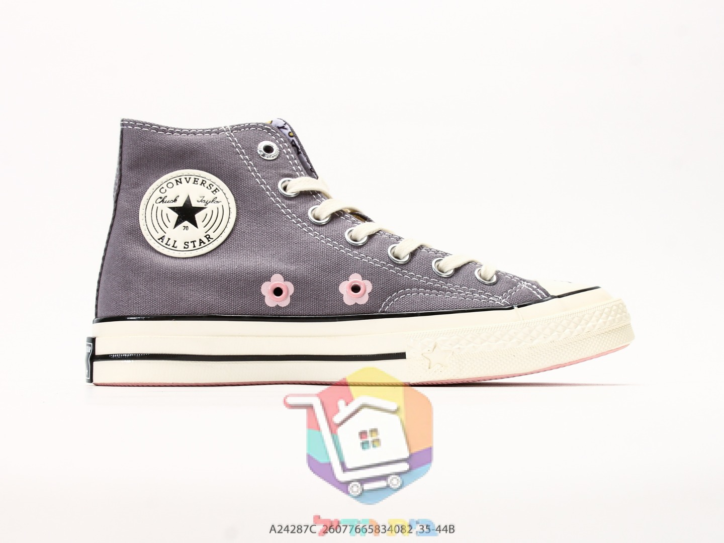 Converse Chuck 70 High Sneaker, Grau mit gesticktem Charakter