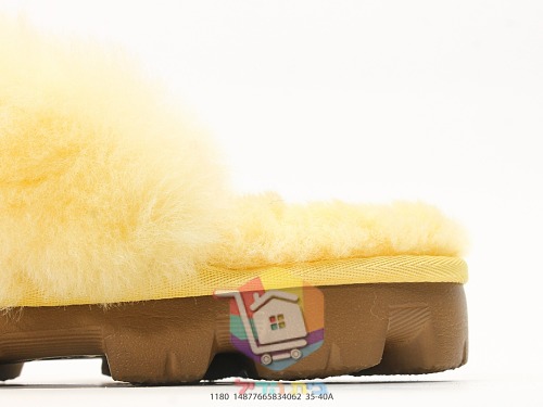 נעלי בית UGG Tasman Alpine עם צווארון פרווה וקשירת עור, ערמוני או צהוב, תמונה 4