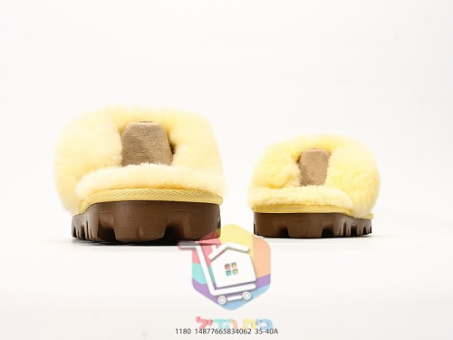 נעלי בית UGG Tasman Alpine עם צווארון פרווה וקשירת עור, ערמוני או צהוב, תמונה 5