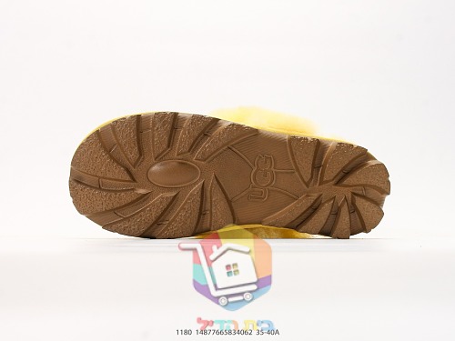 נעלי בית UGG Tasman Alpine עם צווארון פרווה וקשירת עור, ערמוני או צהוב, תמונה 7