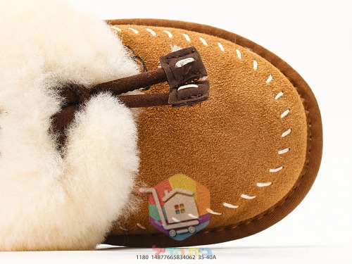 נעלי בית UGG Tasman Alpine עם צווארון פרווה וקשירת עור, ערמוני או צהוב, תמונה 13