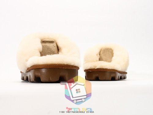 נעלי בית UGG Tasman Alpine עם צווארון פרווה וקשירת עור, ערמוני או צהוב, תמונה 15