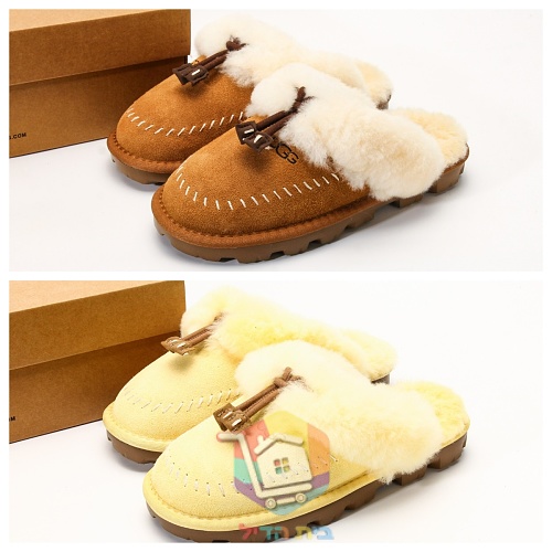נעלי בית UGG Tasman Alpine עם צווארון פרווה וקשירת עור, ערמוני או צהוב, תמונה 21