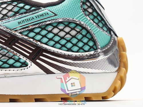 Retro-Sneaker Bottega Veneta in Türkis und Silber 3