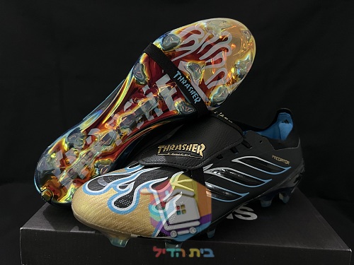 נעלי כדורגל adidas Predator x Thrasher, שחור עם להבות 7