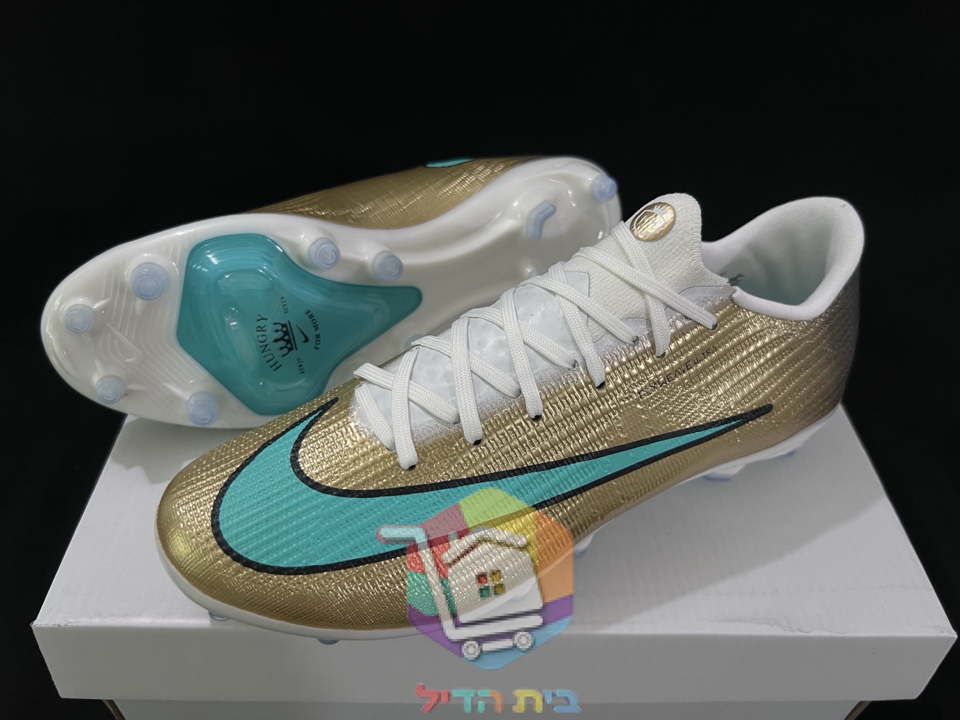 נעלי כדורגל Nike Mercurial Kylian Mbappé, זהב וטורקיז