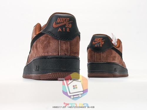 Sneakers Nike SB Air Force 1 Low, camoscio marrone e nero 4