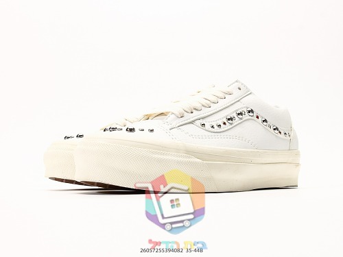נעלי Vans Old Skool 36 עם ניטים מבריקים, לבן, חום, שחור 5