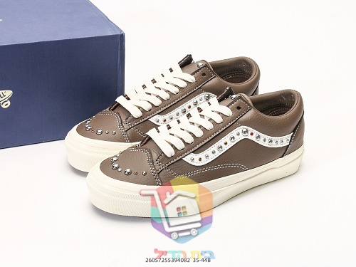 נעלי Vans Old Skool 36 עם ניטים מבריקים, לבן, חום, שחור 11