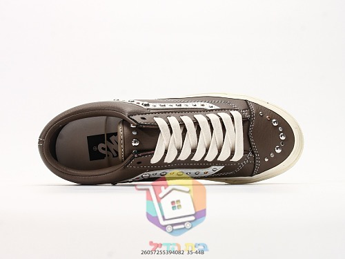 נעלי Vans Old Skool 36 עם ניטים מבריקים, לבן, חום, שחור 17