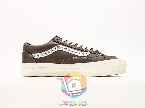 נעלי Vans Old Skool 36 עם ניטים מבריקים, לבן, חום, שחור 18