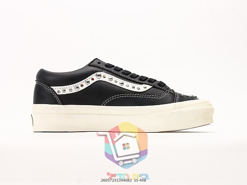 נעלי Vans Old Skool 36 עם ניטים מבריקים, לבן, חום, שחור 28