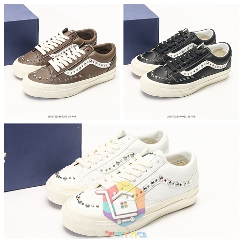 נעלי Vans Old Skool 36 עם ניטים מבריקים, לבן, חום, שחור 31