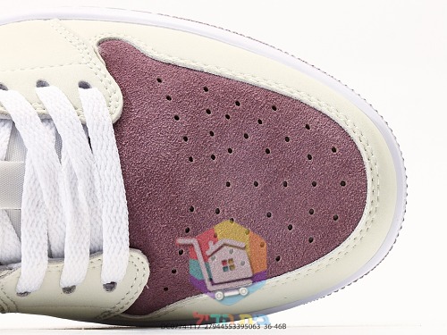 נעלי Air Jordan 1 Low בורדו ושמנת, בורדו ואפור 3