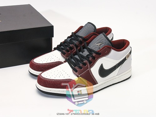נעלי Air Jordan 1 Low בורדו ושמנת, בורדו ואפור 12