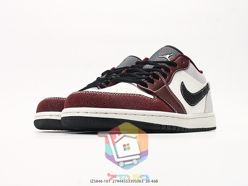 נעלי Air Jordan 1 Low בורדו ושמנת, בורדו ואפור 16