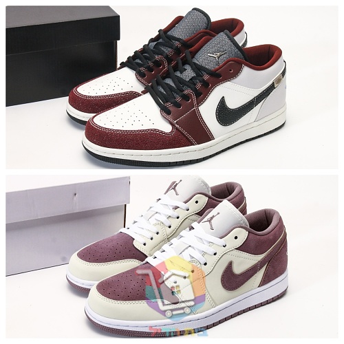 נעלי Air Jordan 1 Low בורדו ושמנת, בורדו ואפור 21