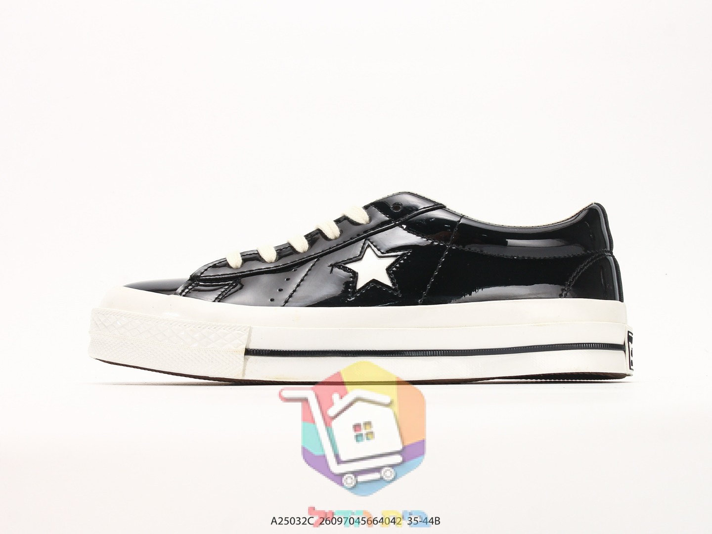 Converse One Star in schwarzem Lackleder