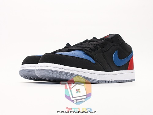 נעלי סניקרס Air Jordan 1 Low שחור, כחול, אדום 4