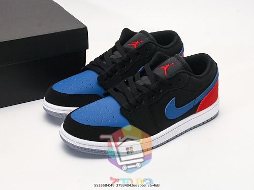 נעלי סניקרס Air Jordan 1 Low שחור, כחול, אדום 10